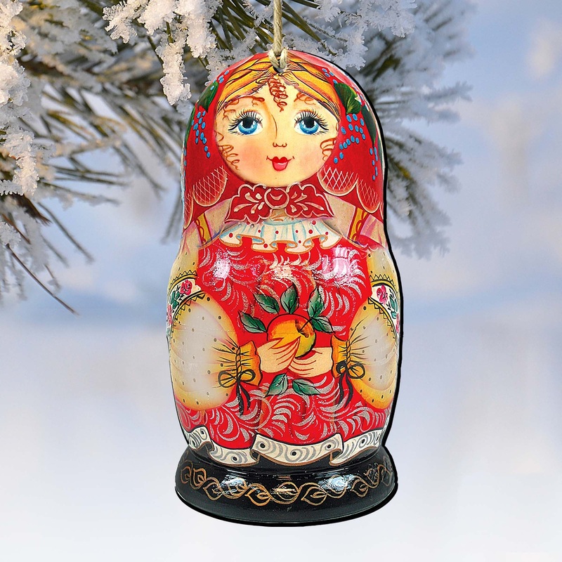 Nesting Doll Matreshka Wooden Ornaments by G. DeBrekht – Christmas Decor – 8115010