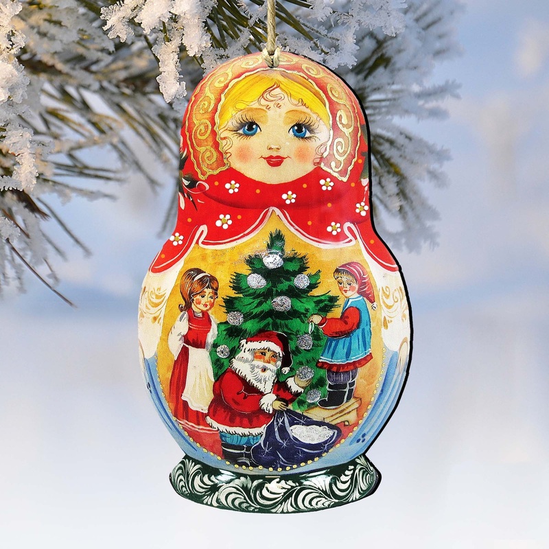 Night Before Christmas Matreshka Wooden Ornaments by G. DeBrekht – Christmas Decor – 8110734