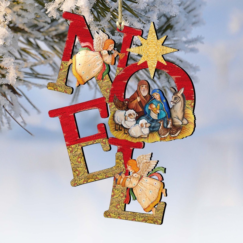 Noel Nativity Wooden Ornaments by G. DeBrekht – Nativity Holiday Decor – 8121458