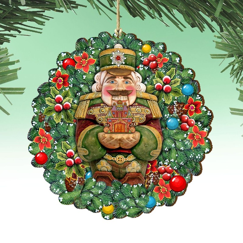Nutcracker’s Wreath Gift Wooden Ornaments by G. DeBrekht – Christmas Decor – 8185321