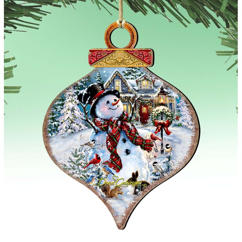 Old Fashioned Christmas Wooden Ornaments by Gelsinger – Christmas Santa Snowman Decor – 8031023-1563