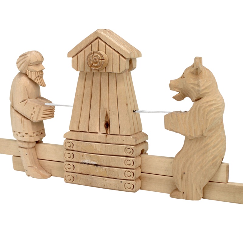 One-of-a-Kind Tug-of-War Game Wood Carved Figurine with Motion – Nature Wood Carving