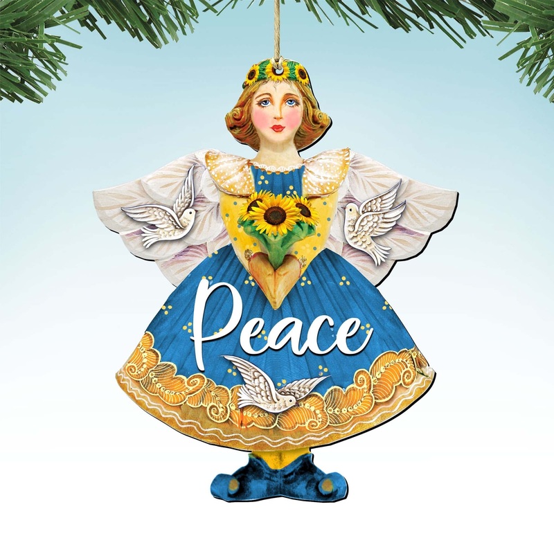 Peace to Ukraine Wooden Ornaments by G. DeBrekht – International Decor – 8157616-3