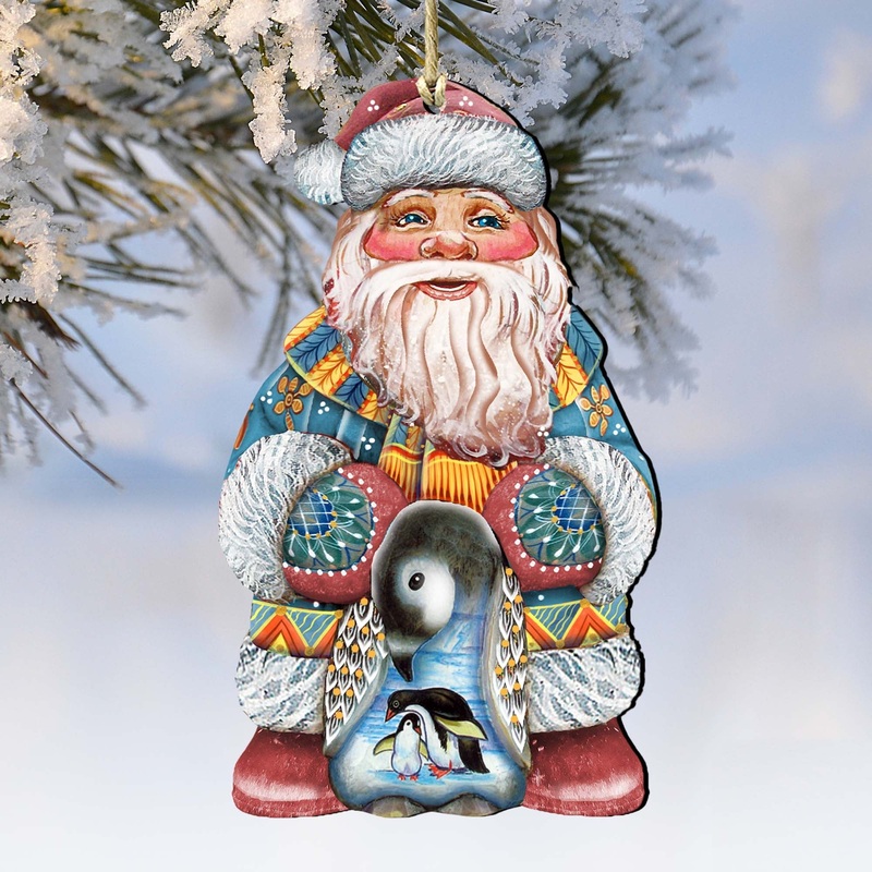 Penguin Santa Christmas Wooden Ornaments by G. DeBrekht – Christmas Santa Snowman Decor – 8118051