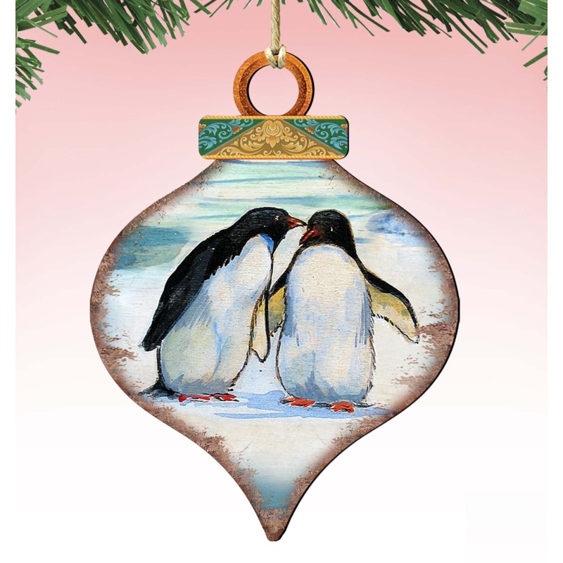Penguins Drop Wooden Ornaments by G. DeBrekht – Wildlife Holiday Decor – 8035382