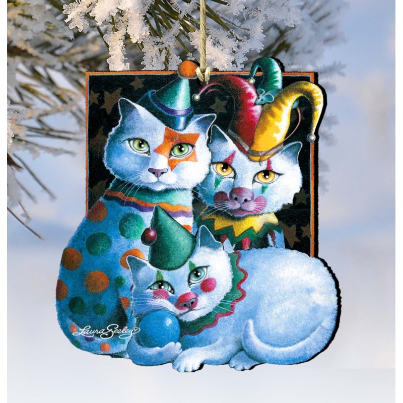 Performers Cat Wooden Ornaments by Laura Seeley – Pets Dog and Cats Decor – 8512067-LS