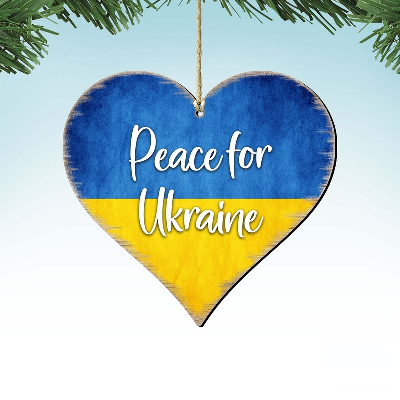 Piece for Ukraine Heart Wooden Ornaments – International Decor – 8187122
