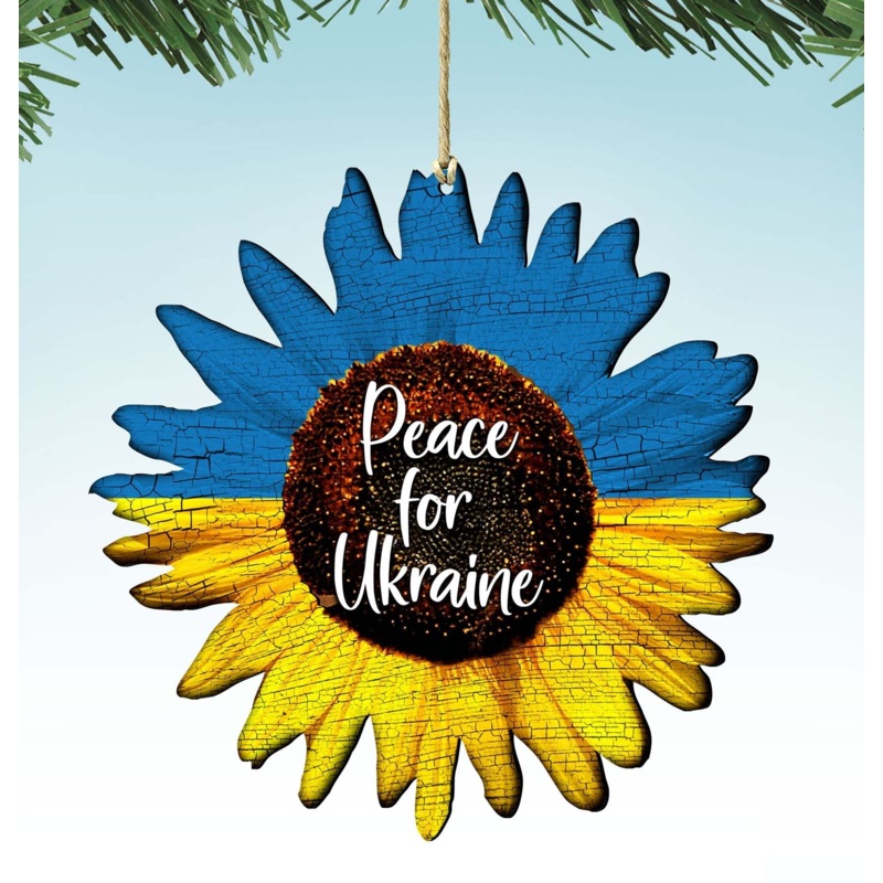Piece for Ukraine Sunflower Wooden Ornaments – International Decor – 8187125