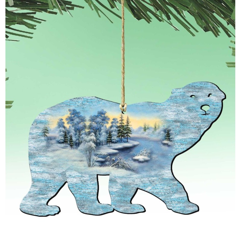 Polar Bear Christmas Wooden Ornaments by G. DeBrekht – Wildlife Holiday Decor – 8198225