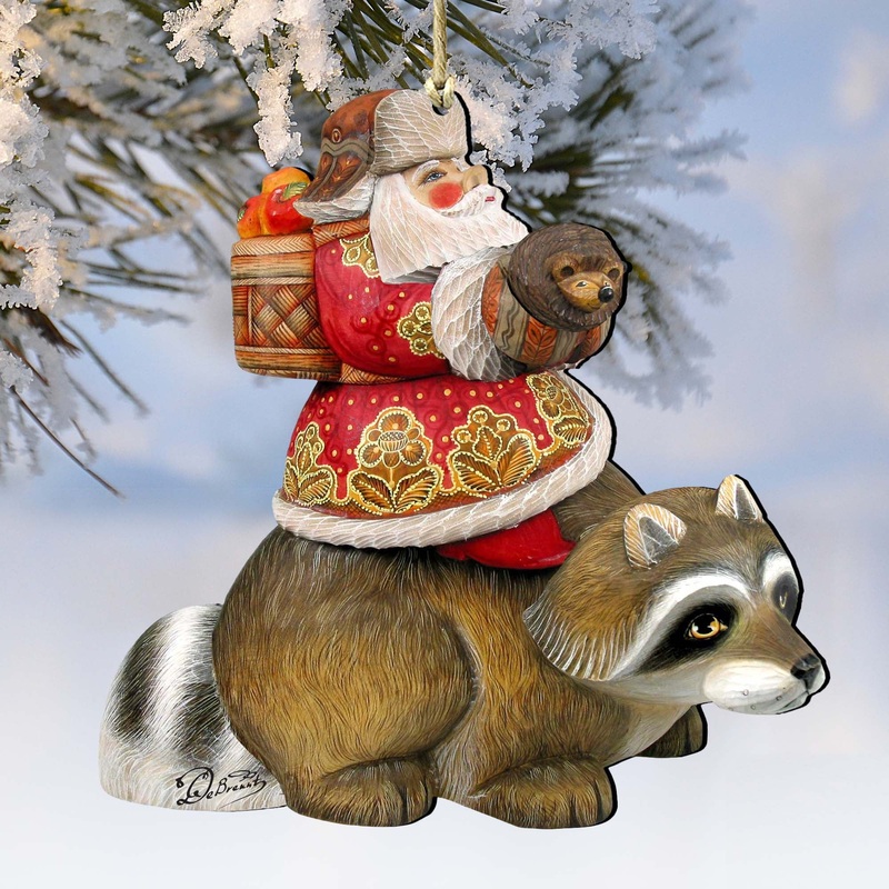 Racoon Santa Wooden Ornaments by G. DeBrekht – Christmas Santa Snowman Decor – 8121636