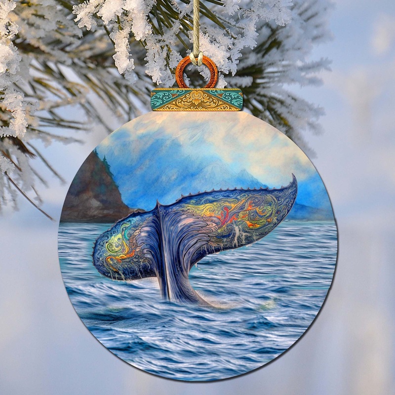 Rainbow Humpback’s Tail Wooden Ornaments by  – Wildlife Holiday Decor – 870044