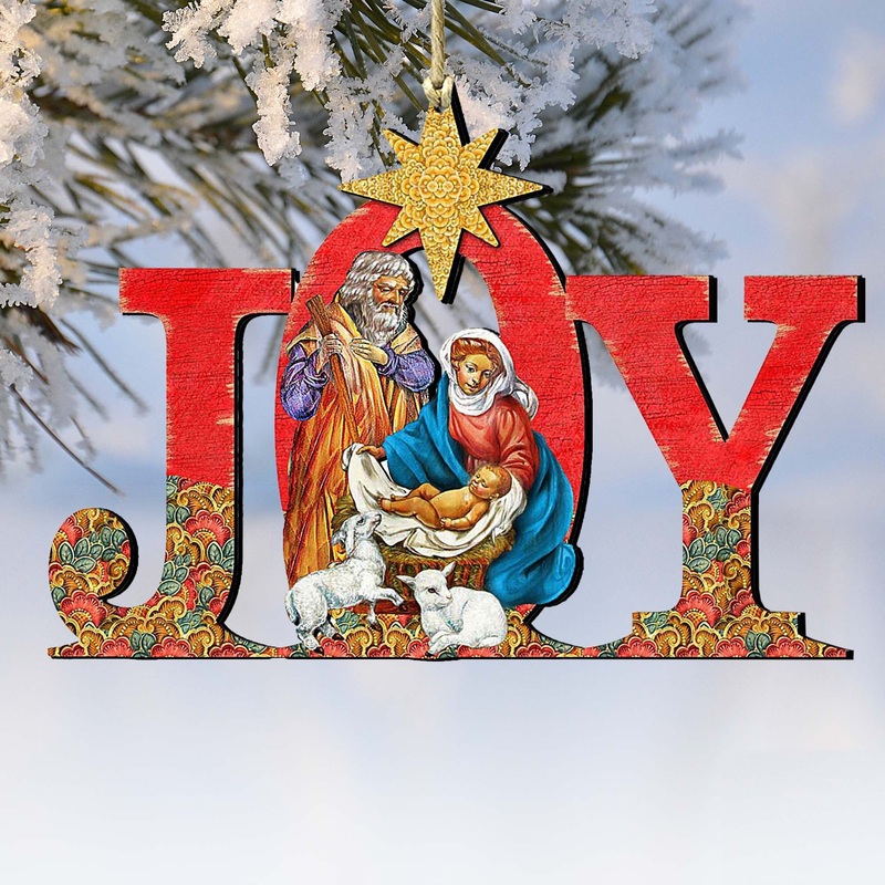 Regal Joy Nativity Wooden Ornaments by G. DeBrekht – Nativity Holiday Decor – 8121456
