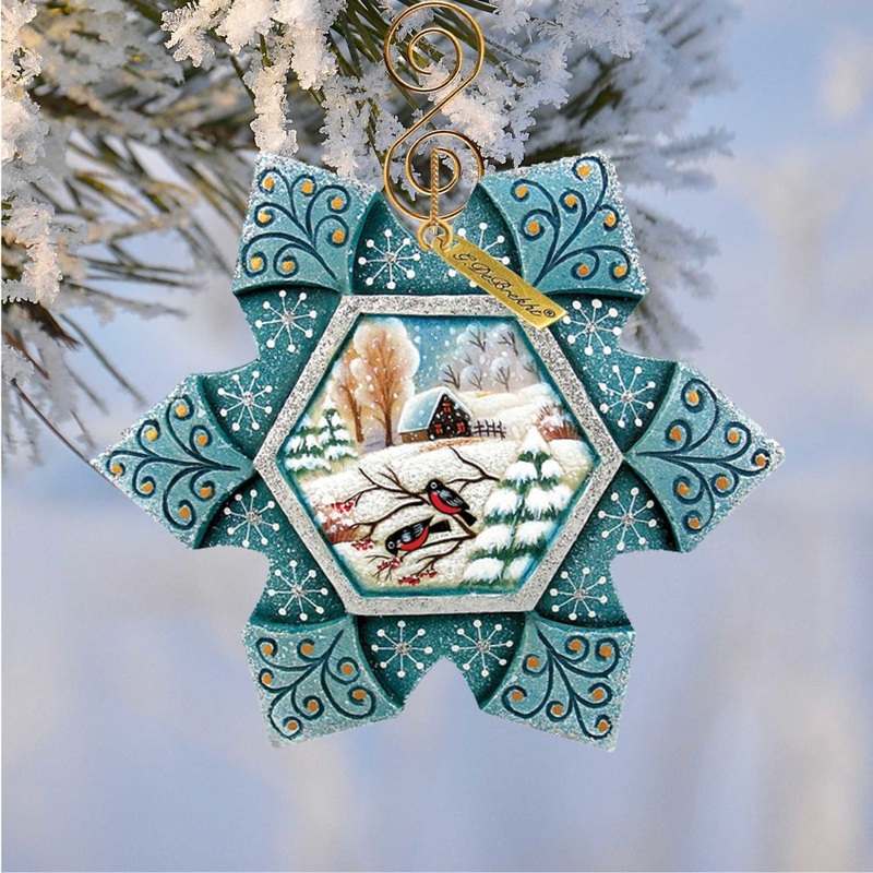 Robin Snowfall Sculpted Hand-Painted Christmas Ornament by G. DeBrekht – Wildlife Holiday Decor – 6102170