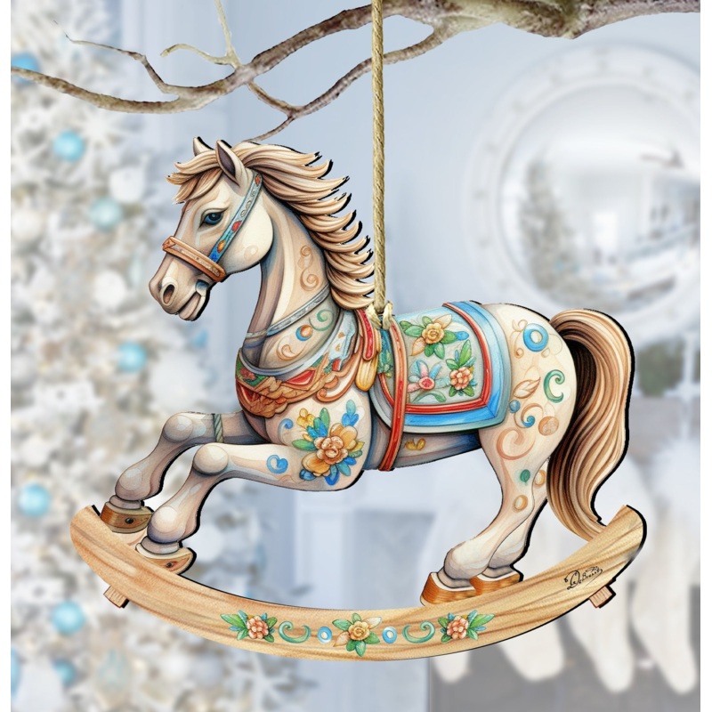 Rocking Horse Wooden Ornaments by G. Debrekht – Christmas Decor – 8100196-2