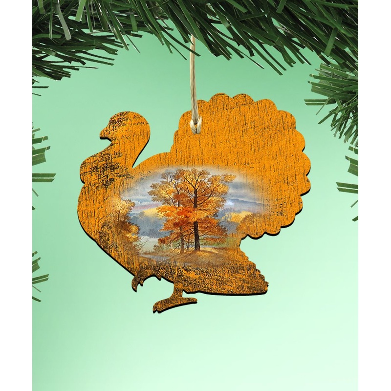 Scenic Turkey Thanksgiving Wooden Ornament Wildlife Decor Tree Ornament by Nature Wonders 8198154