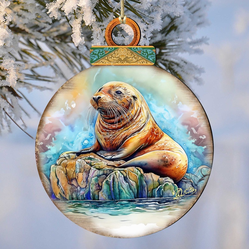 Sea Lion Wooden Ornaments by  – Wildlife Holiday Decor – 8710127