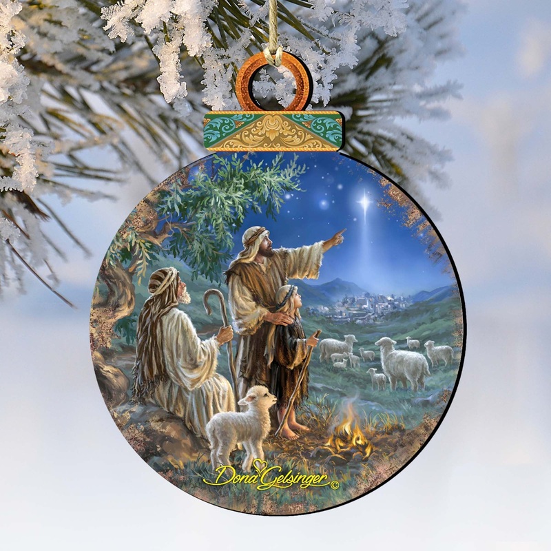 Shepherd Gliding Star Wooden Ornaments by Gelsinger – Nativity Holiday Decor – 8021121-2-1557