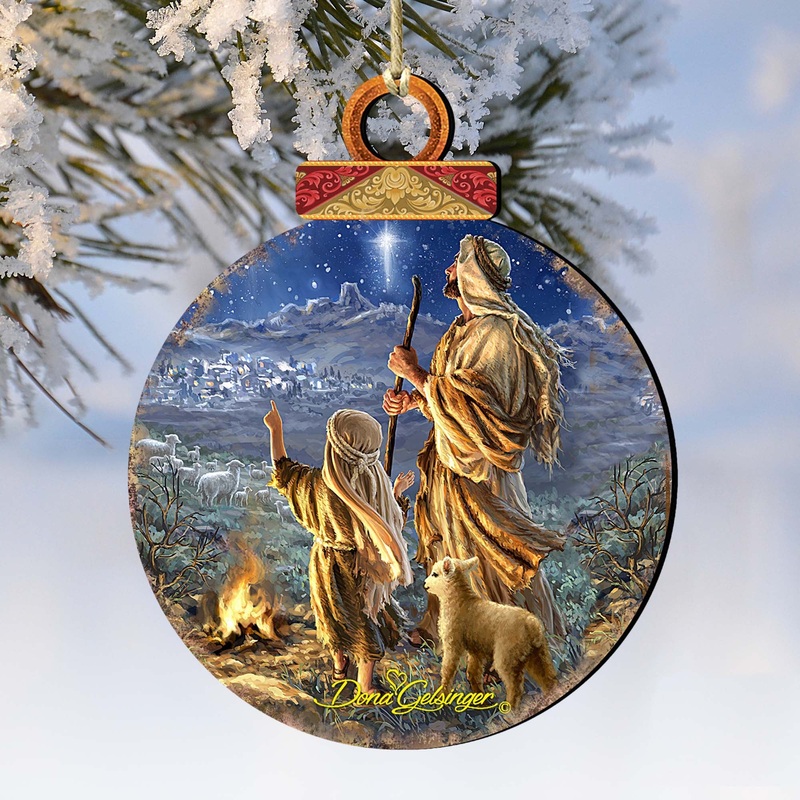 Shepherds Keeping Watch Wooden Ornaments by Gelsinger – Nativity Holiday Decor – 8021125-1838