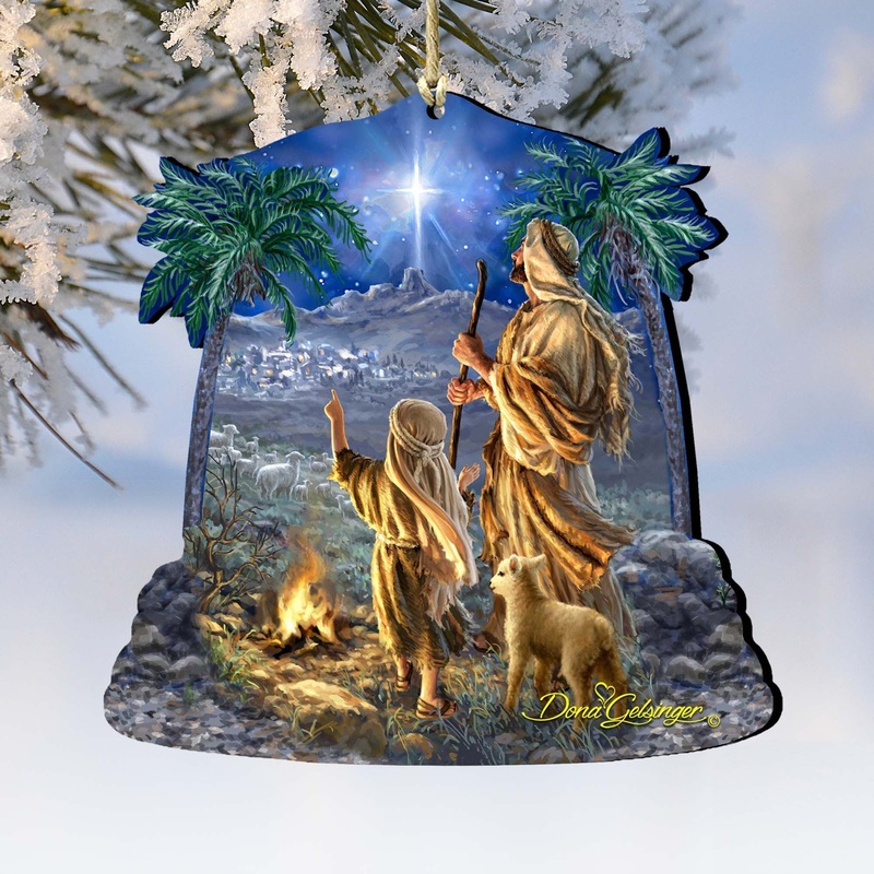 Shepherds Keeping Watch Wooden Ornaments by Gelsinger – Nativity Holiday Decor – 8161025-1838