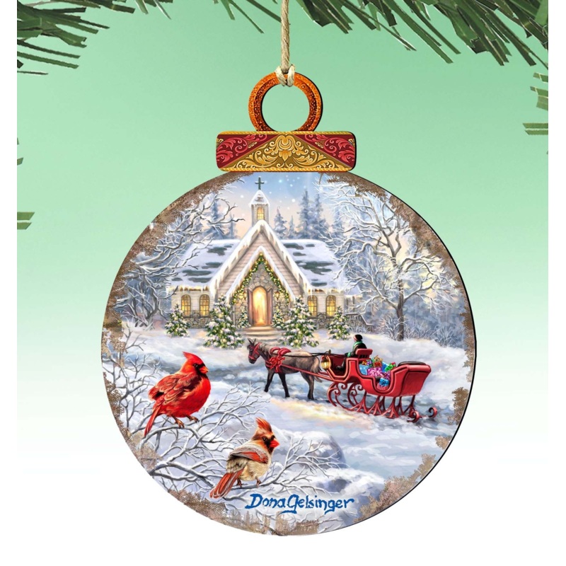 Sleigh Ride Wooden Ornaments by Gelsinger – Christmas Decor – 8021129-DG