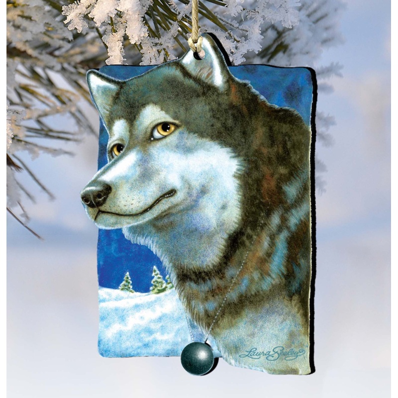 Snow Tracks Wooden Ornaments Pets by Laura Seeley – Pets Dog and Cats Decor – 8511014-LS