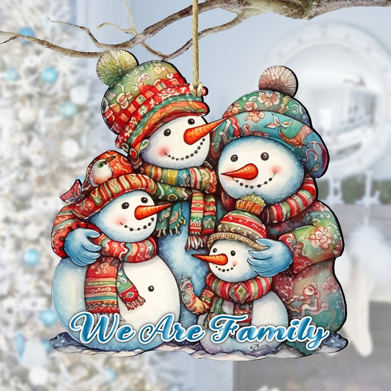 Snowmen Family Wooden Ornaments by G. Debrekht Christmas Santa Snowman Decor – 8611057