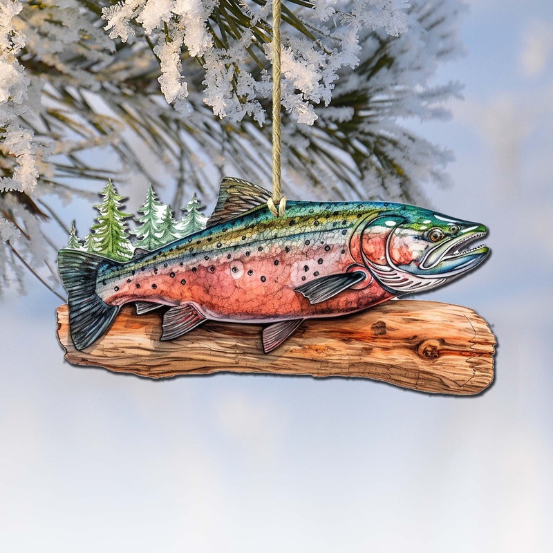 Splendid Sockeye Wooden Ornaments by  – Wildlife Holiday Decor – 8710109-2