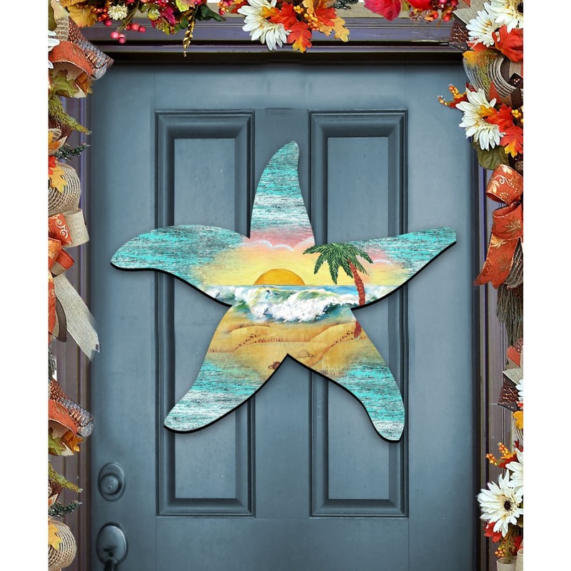 Starfish Coastal Door Decor by G. DeBrekht – Coastal Holiday Decor – 8198531H
