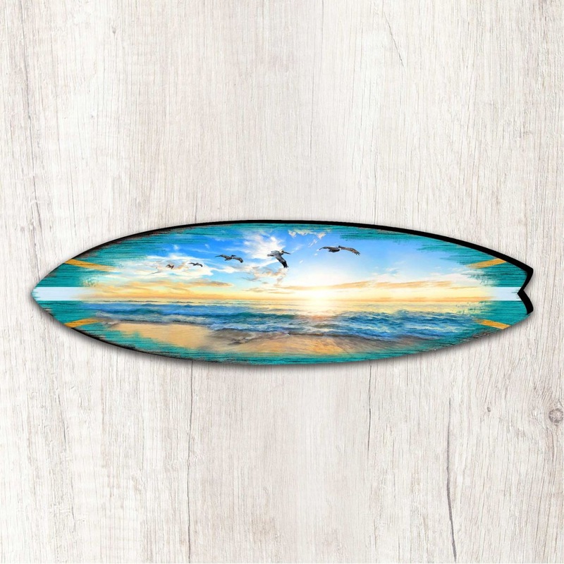Sunset Surfboard Coastal Outdoor Decor Large Ornament by G. DeBrekht – Coastal Holiday Decor – 8490103MS