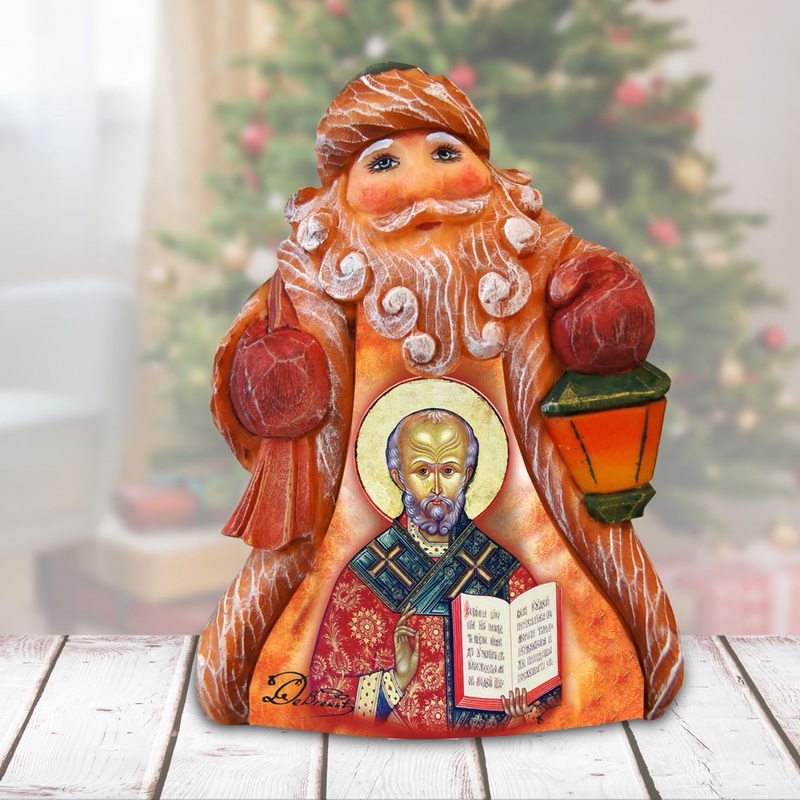 Tiny Tale Santa Saint Nick Handcrafted Christmas Figurine – G. DeBrekht – Christmas Santa Snowman Decor – 561615