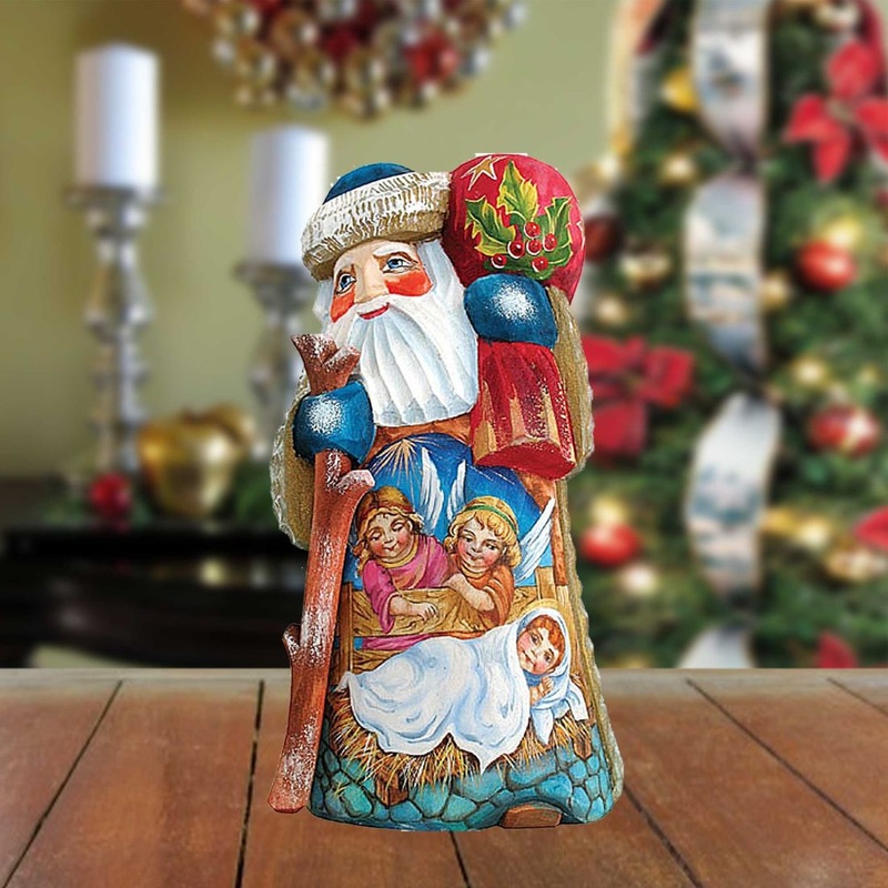 Watchful Eyes Santa Hand-Painted WOODCARVED Masterpiece by  – Nativity Holiday Decor – 243014