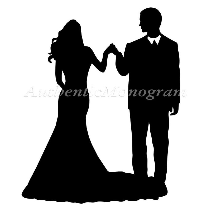 Wedding Cake Topper – Bride & Groom Silhouette Wooden Cake Topper, Wedding decor, Engagement, Anniversary