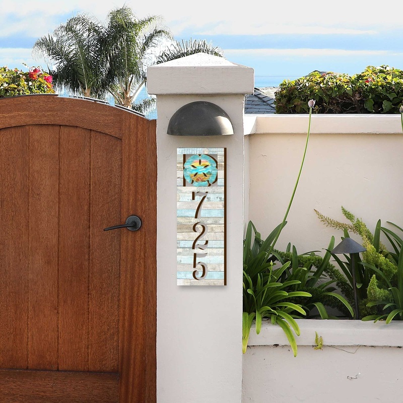 Address Sign – Coastal Door Numbers – Sand Dollar Wooden House Number Plaque – Custom Home Address Sign MA989816