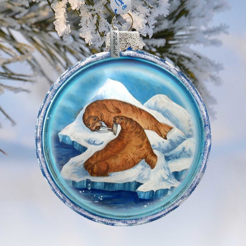 Arctic Family Glass Ornament by G. DeBrekht – Wildlife Holiday Decor – 764-012