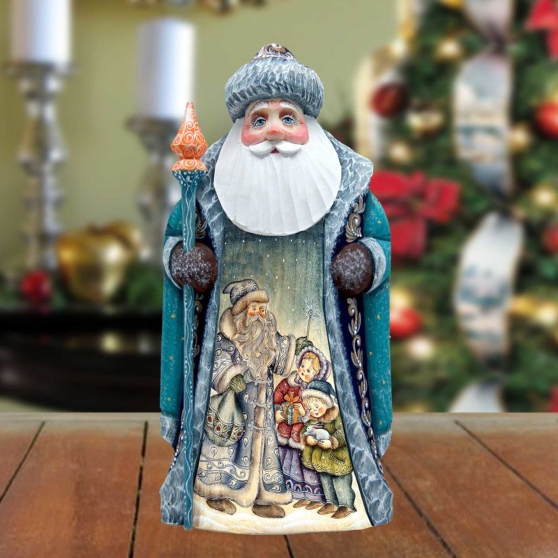 Blue Father Frost Hand-Painted WOODCARVED Masterpiece by G. DeBrekht – Christmas Decor – 8202013