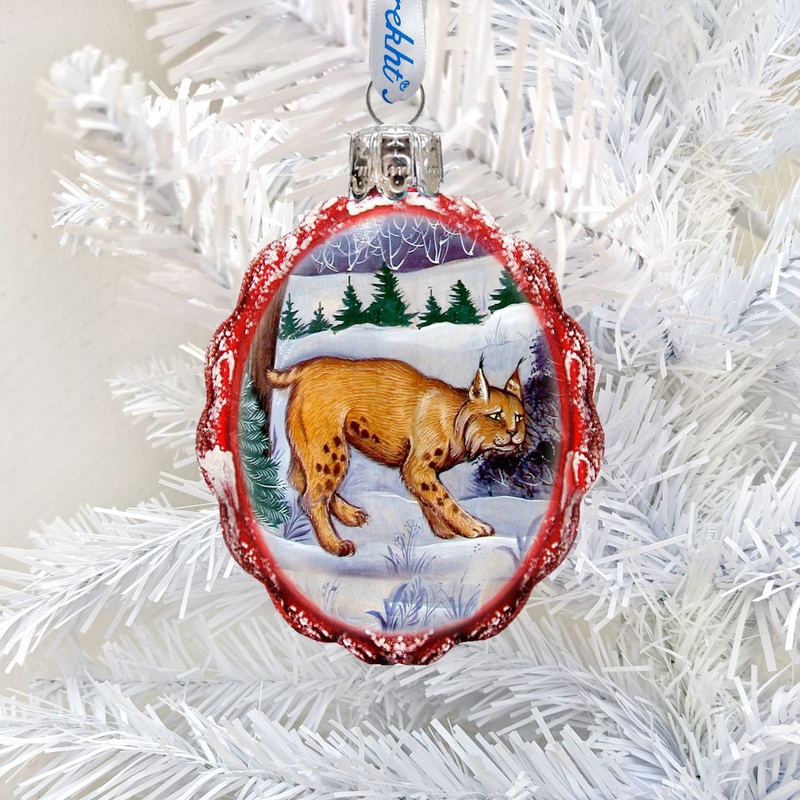Bobcat Mercury Glass Ornament by G. DeBrekht – Wildlife Holiday Decor – 771034