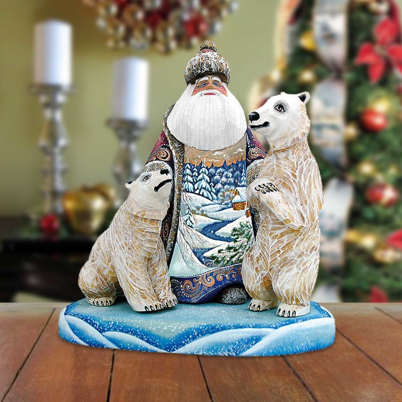 Brotherly Friends Santa Hand-Painted WOODCARVED Masterpiece by G. DeBrekht – Christmas Decor – 8210782 – SPECIAL ORDER *** PRE-ORDER – Handmade Just for You! ***