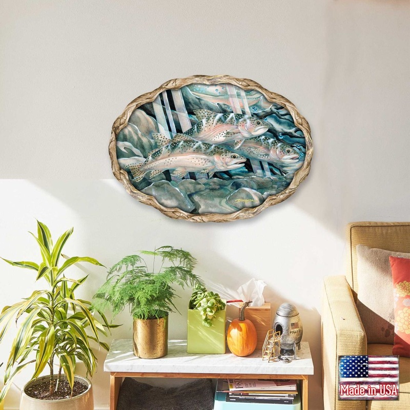 Catch the Rainbow Trout Wildlife Wall Art – J. Bergsma – Wildlife Holiday Decor – 8591674W-JB