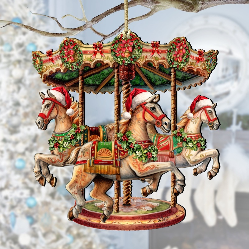 Christmas Carousel Wooden Ornaments by G. Debrekht Christmas Decor – 8611030