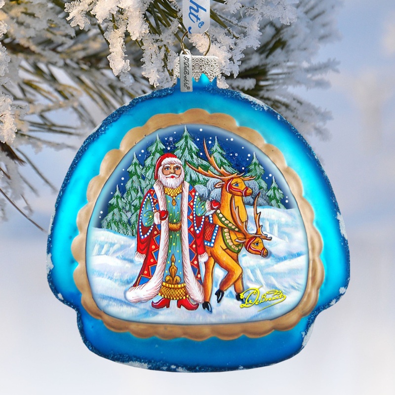 Christmas Courier Rainbow Glass Ornament by G. Debrekht – Christmas Santa Snowman Decor – 756-024