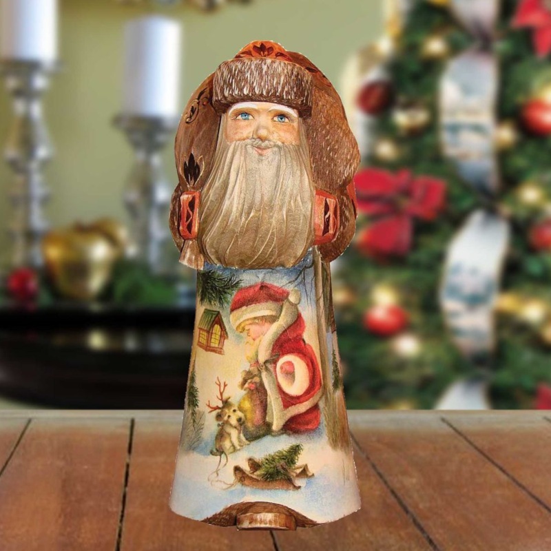 Christmas Fun Santa Hand-Painted WOODCARVED Masterpiece by G. DeBrekht – Christmas Decor – 291717