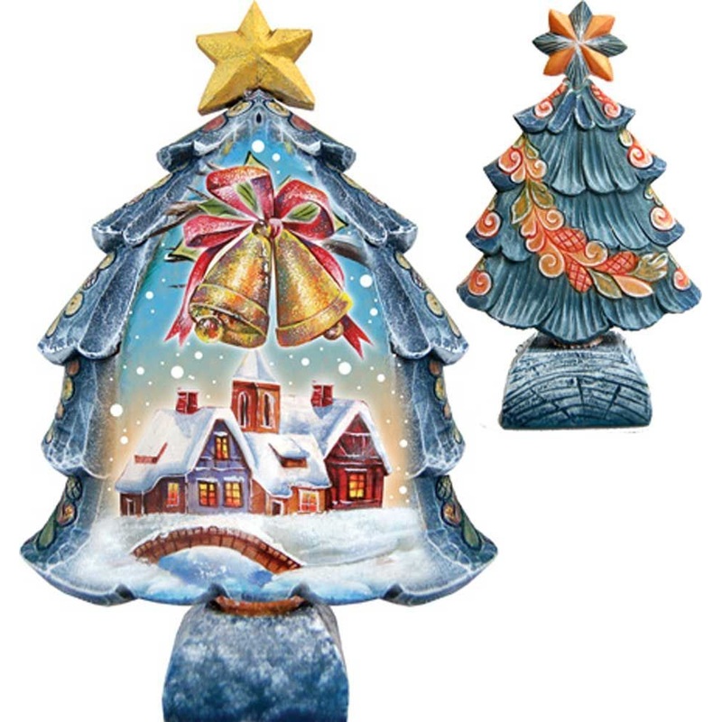 Christmas Tree Santa with Kids Handcrafted Christmas Figurine – G. DeBrekht – Christmas Santa Snowman Decor – 588033S