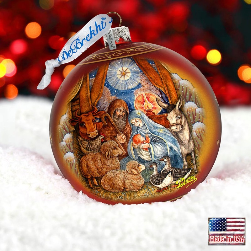Classical Nativity Glass Ornament by G. DeBrekht – Nativity Holiday Decor – 73371
