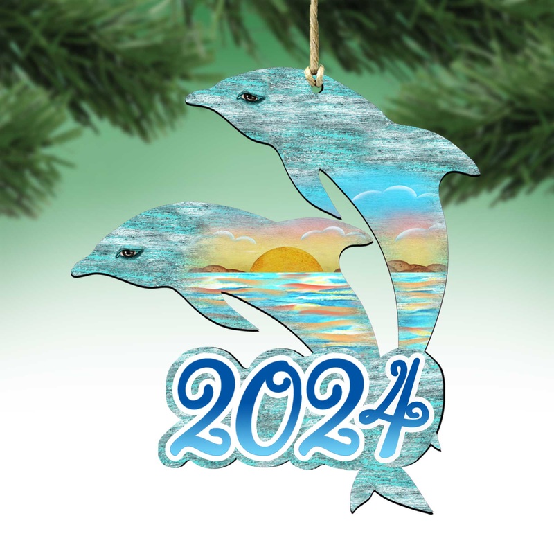 Coastal Holiday Decor – 2024 Dated Coastal Celebration Wooden Ornaments by  – 8198519-D24