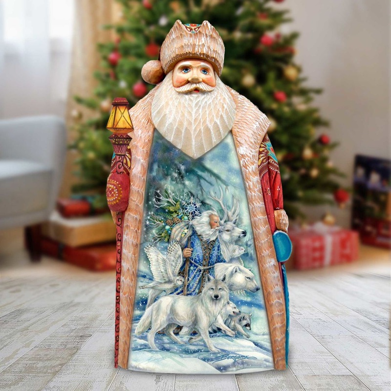 Cool Winds Father Winter Animals Hand-Painted WOODCARVED Figurine by J. Bergsma – Wildlife Holiday Decor – 2422862-JB