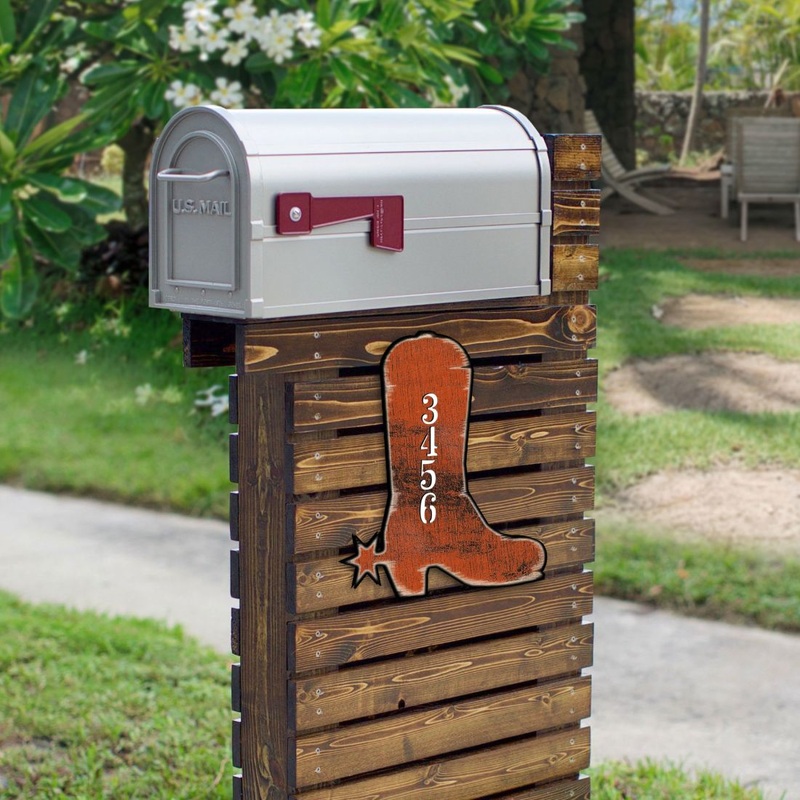 Cowboy Boots Wooden Personalized House Number Sign – Love Family Kids Decor – Handcrafted Wooden Handcrafted Wooden Address Sign – MA989142