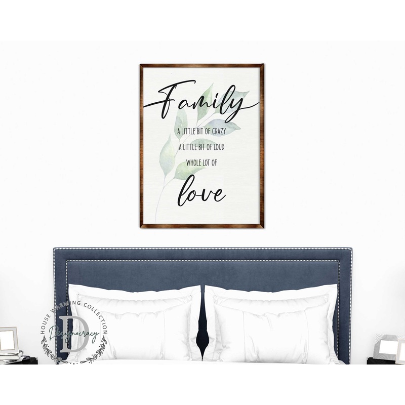 Family Love – Crazy, love, loud – Wooden Wall art – Contemporary decor – Living room Sign – Farmhouse decor – 310346