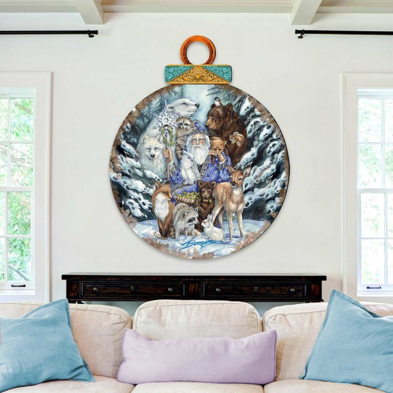 Gather in Peace Father Winter Animals Wall Hanger by J. Bergsma – Christmas Decor – 8591968H-JB