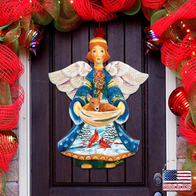 Guardian Angel Deer Nativity Door Decor by G. DeBrekht – Nativity Holiday Decor – 8152510H