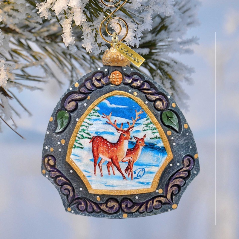 Hand Painted Scenic Ornament Deer Family Ornament – 6102839 by G. DeBrekht